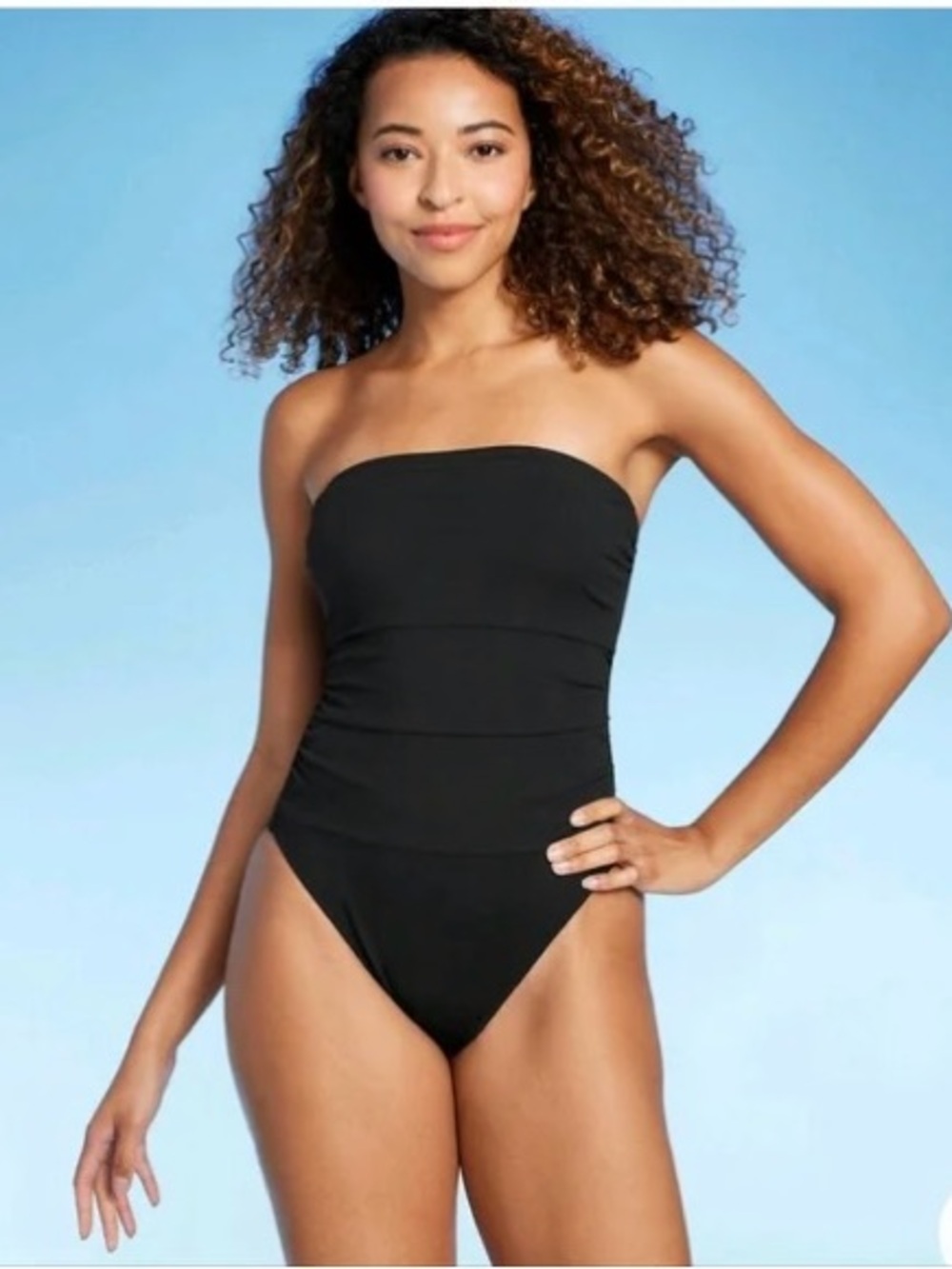 Shade & Shore Strapless Black Women’s One-Piece Swimsuit
